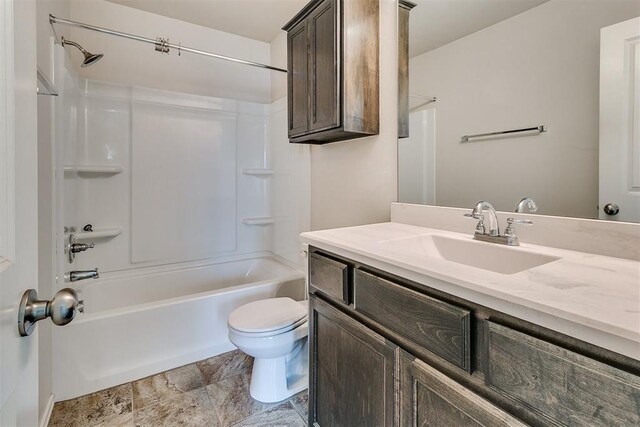 15108 Coldsun Dr, Oklahoma City, OK 73170 - full bath featuring vanity, tub / shower combination, and stone finish floors