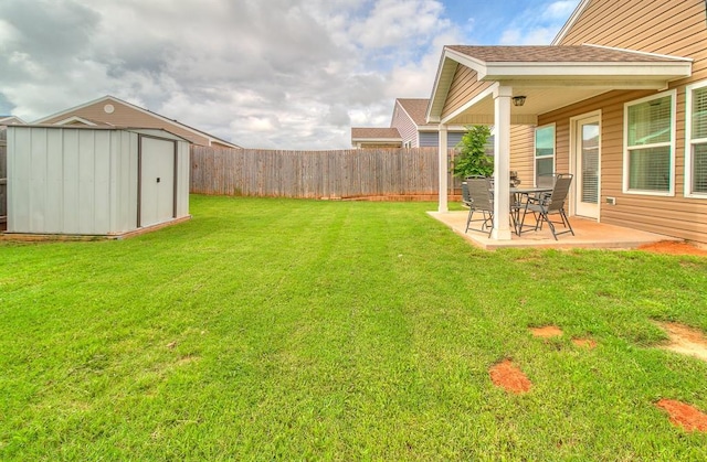 15108 Coldsun Dr, Oklahoma City, OK 73170 - view of yard with a storage shed and a patio