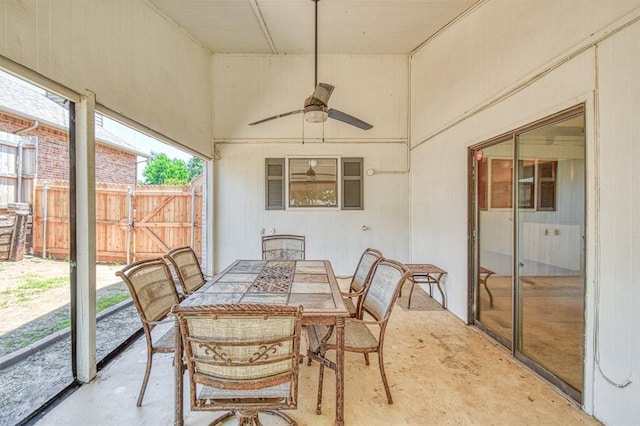 2804 Meadow Ave, Norman, OK 73072 - sunroom / solarium featuring ceiling fan and outdoor dining area