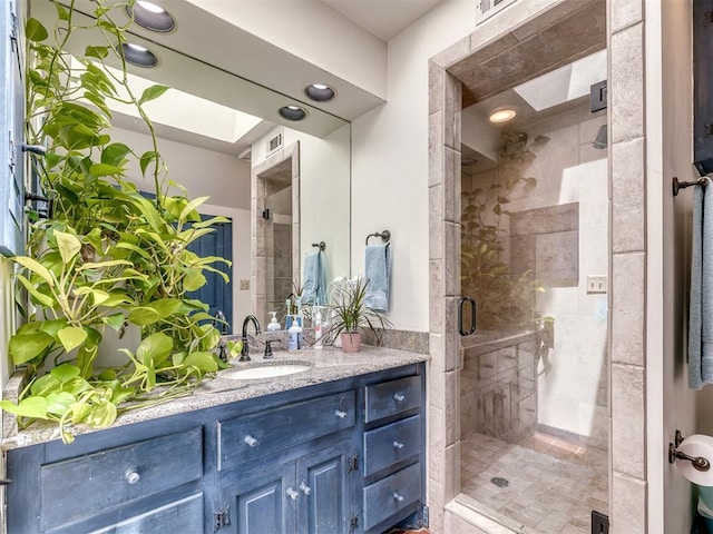 4005 NE 122nd St, Edmond, OK 73013 - bathroom featuring vanity and a shower stall