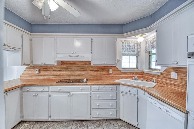 342 W Birch Dr, Mustang, OK 73064 - kitchen featuring dishwasher, under cabinet range hood, electric cooktop, light countertops, and ceiling fan