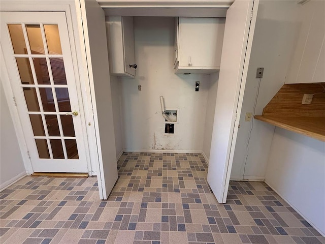 342 W Birch Dr, Mustang, OK 73064 - laundry area with cabinet space, electric dryer hookup, and hookup for a washing machine