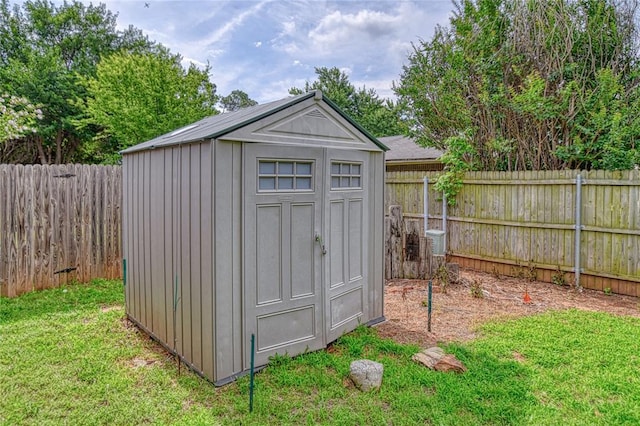 342 W Birch Dr, Mustang, OK 73064 - view of shed with a fenced backyard