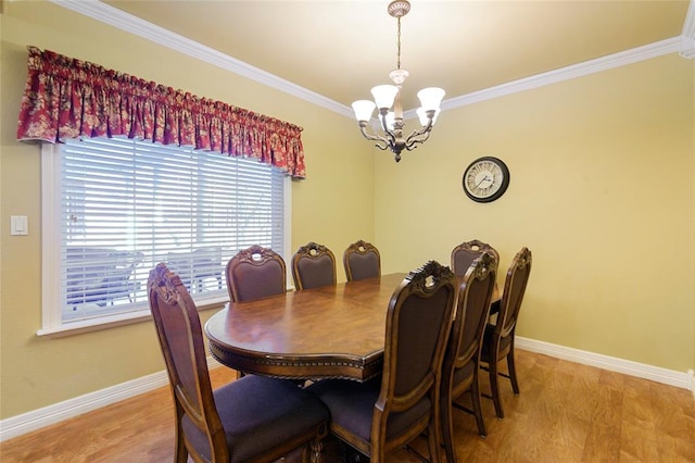 262 Shrouder Rd, Broken Bow, OK 74728 - dining area featuring a chandelier, ornamental molding, and baseboards
