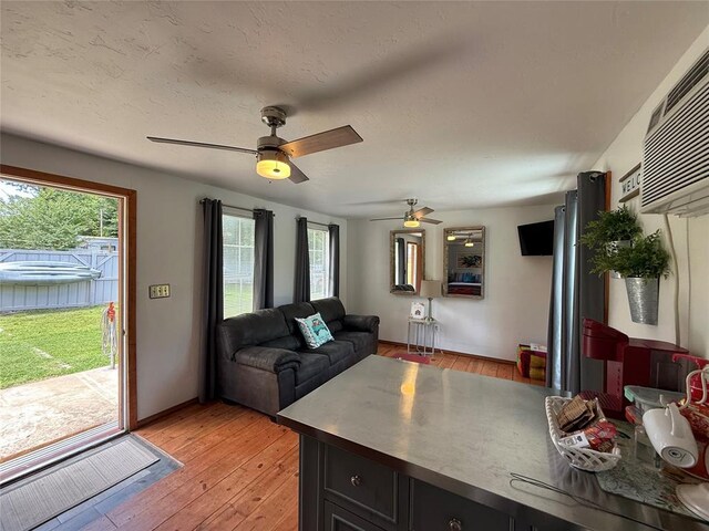 410052 E 1103rd Rd, Checotah, OK 74426 - living area featuring healthy amount of natural light, light wood-style flooring, and ceiling fan