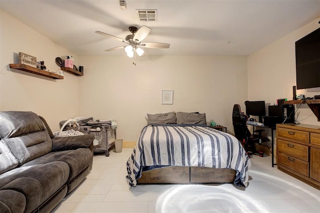 11129 E Thayer St, Midwest City, OK 73130 - bedroom featuring an office area and ceiling fan