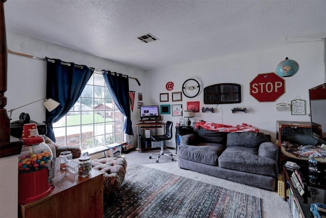 801 Bonnie Ave, Purcell, OK 73080 - living area with a textured ceiling and an office area