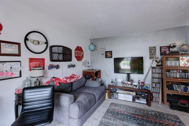 801 Bonnie Ave, Purcell, OK 73080 - living area with carpet floors and a textured ceiling