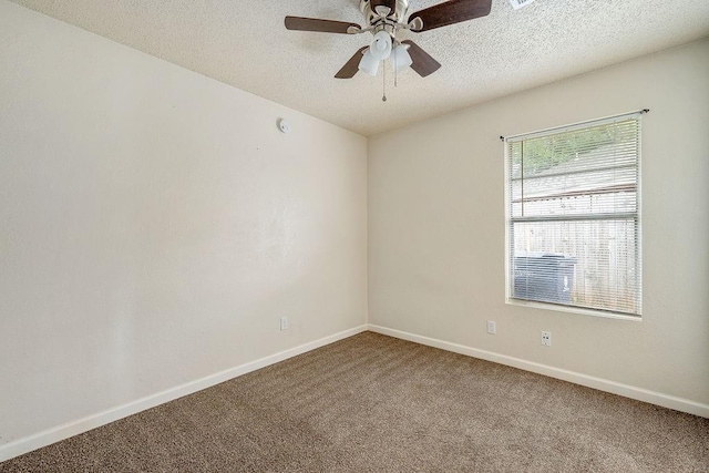 6225 SE 46th St, Oklahoma City, OK 73135 - spare room featuring carpet floors, a textured ceiling, and a ceiling fan