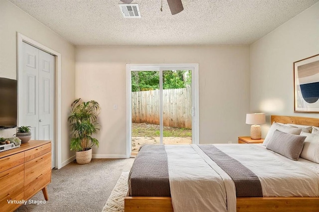 6225 SE 46th St, Oklahoma City, OK 73135 - carpeted bedroom featuring access to exterior and a ceiling fan