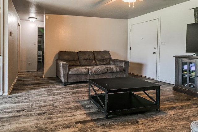 824 E Rose Dr, Midwest City, OK 73110 - living room featuring wood finished floors and a ceiling fan
