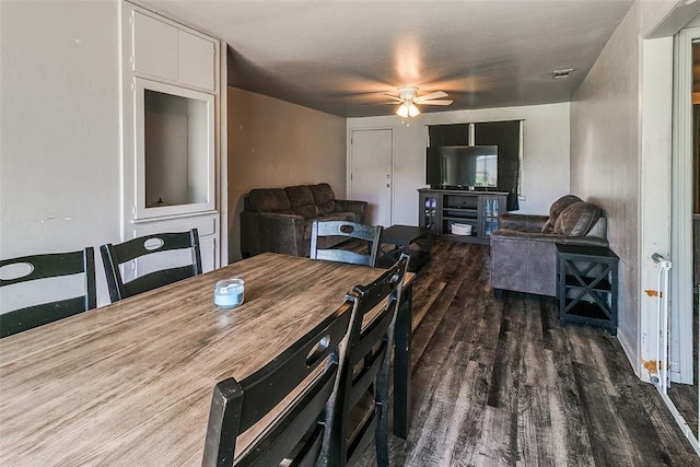 824 E Rose Dr, Midwest City, OK 73110 - dining space with dark wood-style flooring and ceiling fan