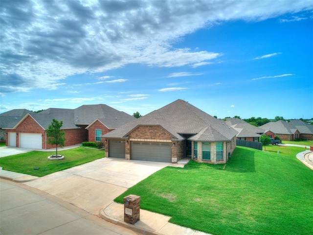 5512 Cheyenne Rd, Warr Acres, OK 73132 - view of front of house featuring a garage, brick siding, driveway, and a front yard