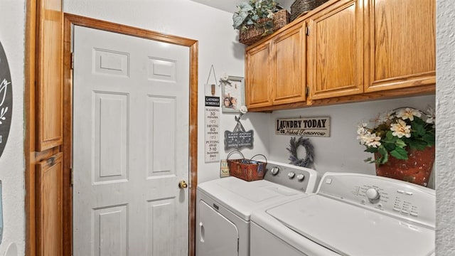 677 S Morgan Ave, Blanchard, OK 73010 - laundry area featuring cabinet space and washing machine and clothes dryer