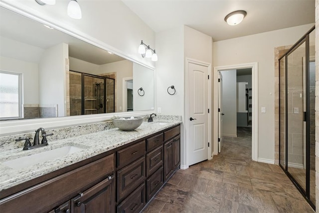 917 NW 186th St, Edmond, OK 73012 - bathroom with a stall shower and double vanity