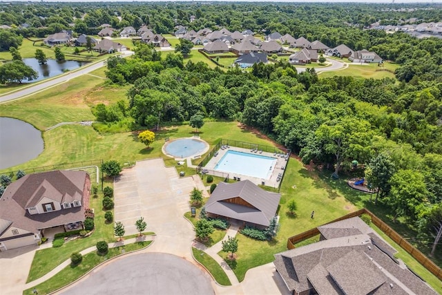 917 NW 186th St, Edmond, OK 73012 - aerial view of residential area with a large body of water and a pool