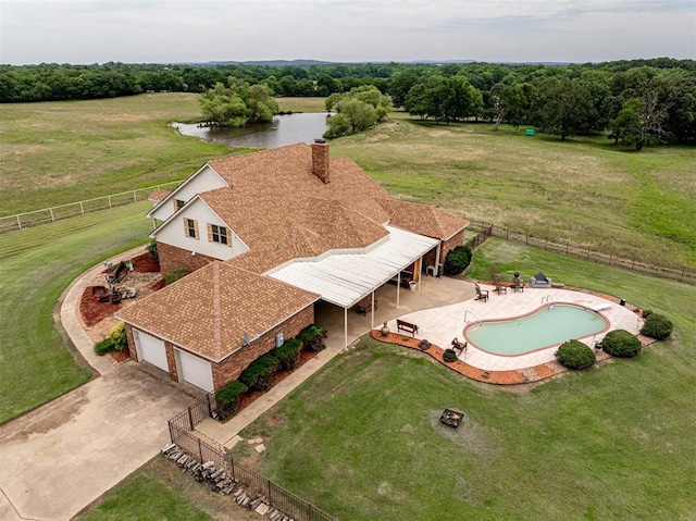 498 Big Horn Rd, Mcalester, OK 74501 - aerial view of sparsely populated area featuring a large body of water and a pool area
