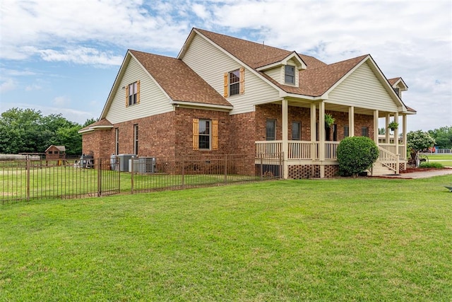 498 Big Horn Rd, Mcalester, OK 74501 - view of front of property with brick siding, covered porch, and a shingled roof