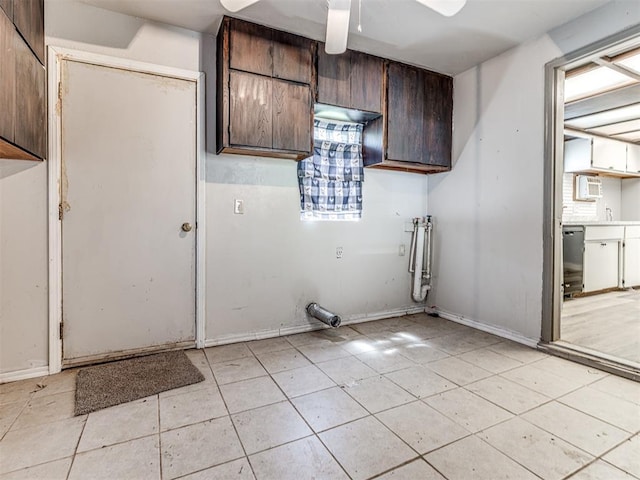 211 S 6th St, Mcloud, OK 74851 - washroom with light tile patterned floors and ceiling fan