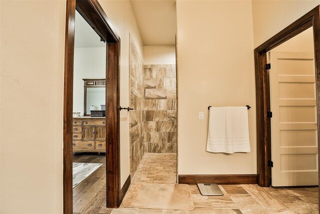 3434 Crampton Gap Way, Norman, OK 73069 - bathroom featuring walk in shower and vanity