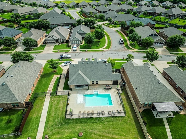 3434 Crampton Gap Way, Norman, OK 73069 - aerial perspective of suburban area featuring a pool