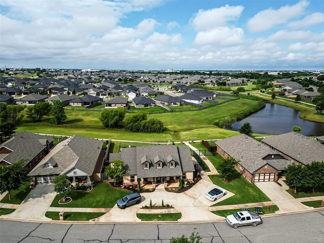 3434 Crampton Gap Way, Norman, OK 73069 - aerial perspective of suburban area featuring a nearby body of water
