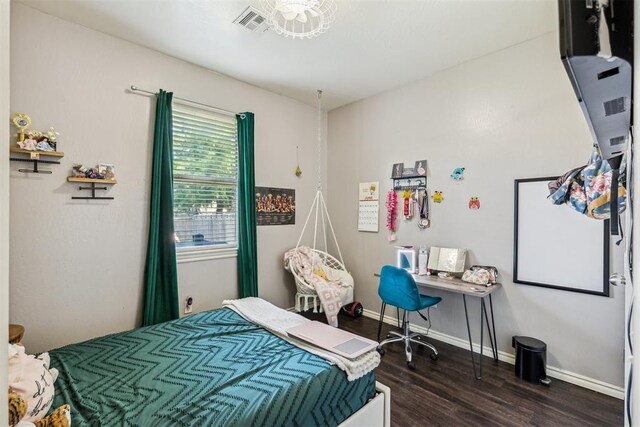 2913 Elmo Way, Oklahoma City, OK 73160 - bedroom featuring wood finished floors, baseboards, and an office area