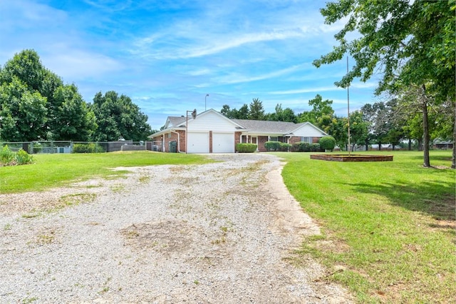 3860 Wake Forest Rd, Edmond, OK 73034 - single story home featuring an attached garage, dirt driveway, and brick siding