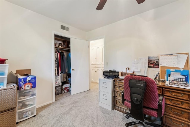 4912 NW 29th St, Oklahoma City, OK 73127 - home office featuring ceiling fan and carpet