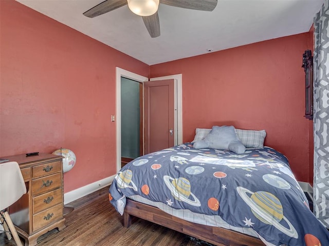 1616 NW 41st St, Oklahoma City, OK 73118 - bedroom with wood finished floors, baseboards, and ceiling fan