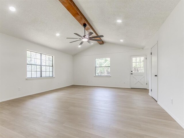 7017 S Miller Ave, Oklahoma City, OK 73159 - unfurnished room with light wood-type flooring, a textured ceiling, a ceiling fan, and recessed lighting
