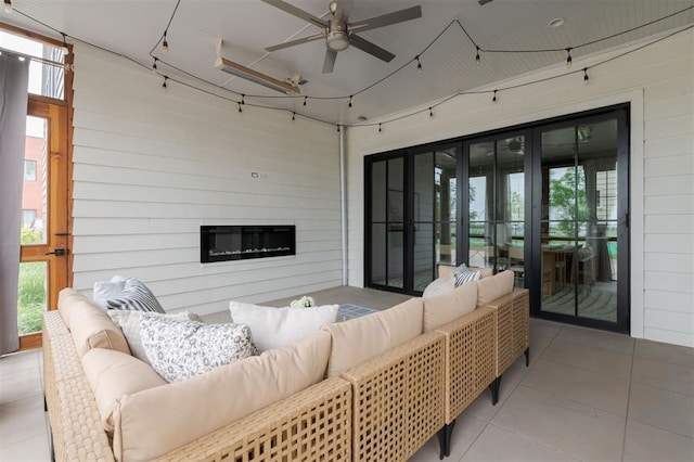 1700 Runway Blvd, Oklahoma City, OK 73108 - view of patio with outdoor lounge area, french doors, and a ceiling fan