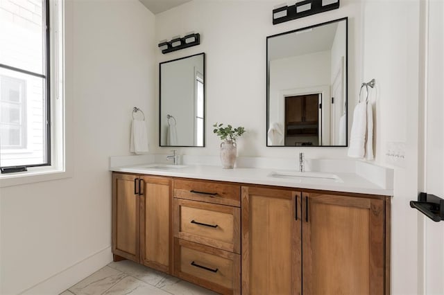 1700 Runway Blvd, Oklahoma City, OK 73108 - full bath featuring marble finish flooring and double vanity