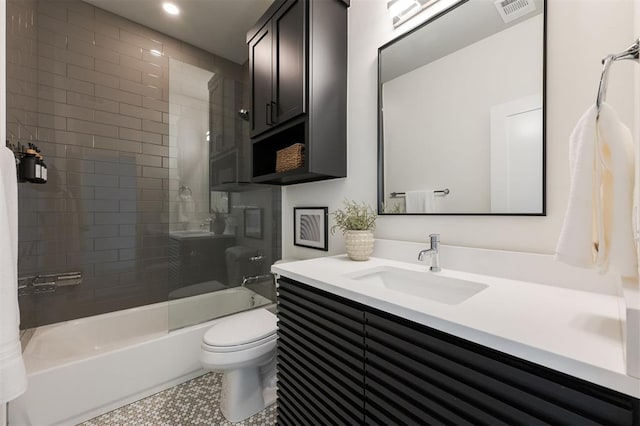 1700 Runway Blvd, Oklahoma City, OK 73108 - full bathroom with vanity, bathtub / shower combination, tile patterned floors, and recessed lighting