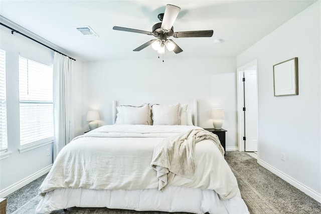 16336 Coldfire Rd, Oklahoma City, OK 73170 - bedroom with multiple windows, carpet, and ceiling fan