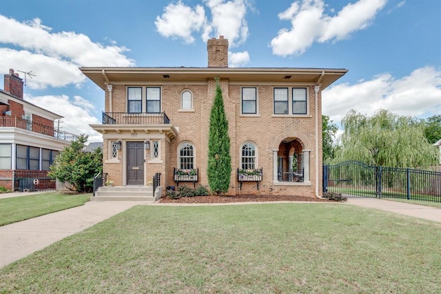 707 NE 18th St, Oklahoma City, OK 73105 - view of front facade with brick siding, a chimney, and a gate