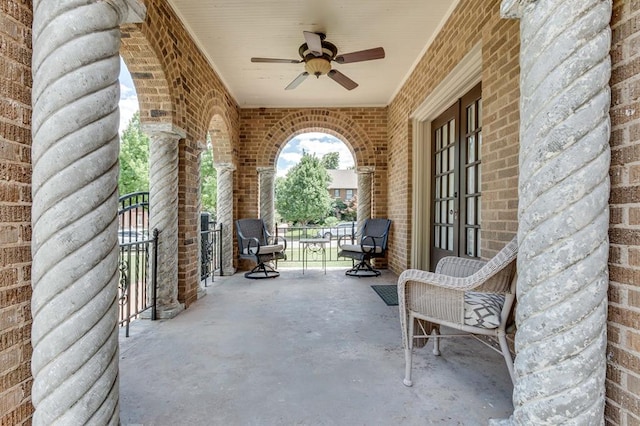 707 NE 18th St, Oklahoma City, OK 73105 - view of patio / terrace with french doors and ceiling fan