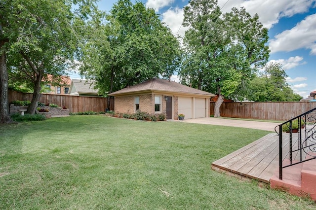 707 NE 18th St, Oklahoma City, OK 73105 - fenced backyard with concrete driveway and an attached garage