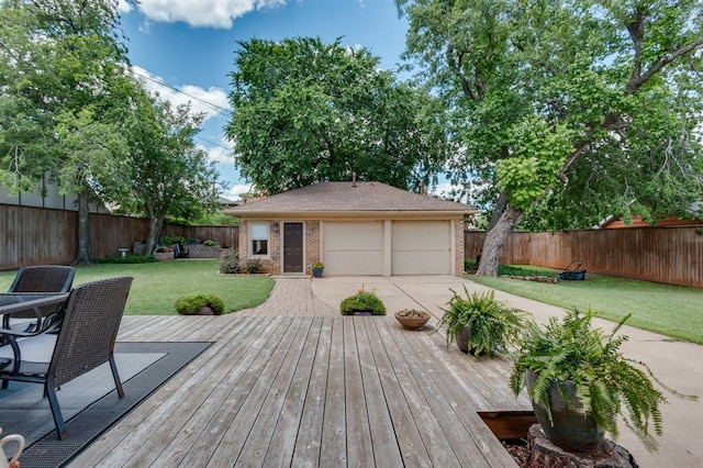 707 NE 18th St, Oklahoma City, OK 73105 - wooden terrace with a fenced backyard and driveway