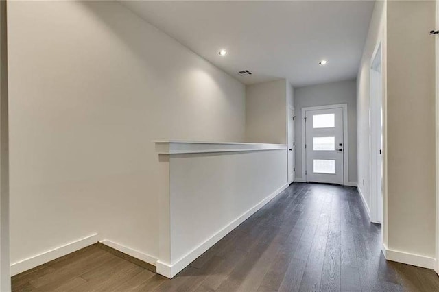 1305 NE 6th St, Oklahoma City, OK 73117 - hall with dark wood-style flooring and recessed lighting
