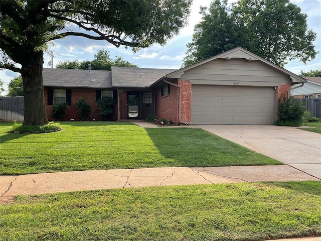 3017 Kelsey Dr, Edmond, OK 73013 - ranch-style house featuring an attached garage, brick siding, and concrete driveway