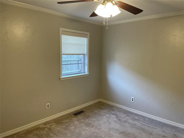 3017 Kelsey Dr, Edmond, OK 73013 - carpeted spare room with ceiling fan, ornamental molding, and baseboards