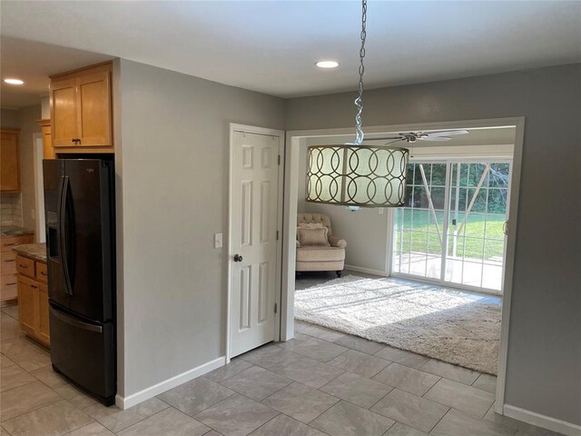 3017 Kelsey Dr, Edmond, OK 73013 - unfurnished dining area with baseboards, recessed lighting, and ceiling fan