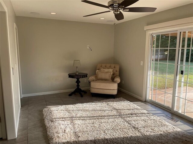 3017 Kelsey Dr, Edmond, OK 73013 - unfurnished room with ceiling fan, baseboards, tile patterned floors, and recessed lighting