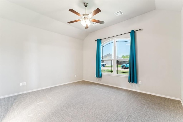 868 Phils Way, Piedmont, OK 73078 - carpeted spare room with lofted ceiling and a ceiling fan