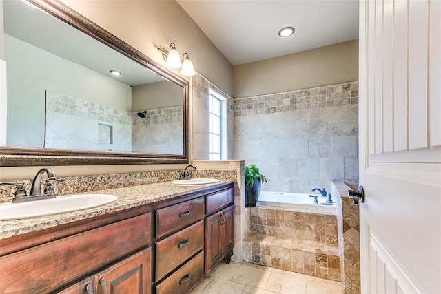 3393 Creek View Ct, Newcastle, OK 73065 - bathroom with a garden tub and double vanity