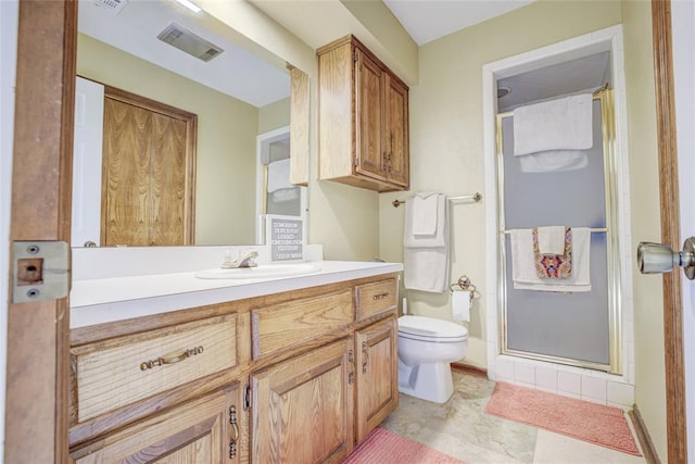 2010 Trailview Ct, Norman, OK 73072 - full bathroom with vanity, a stall shower, and toilet
