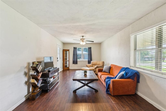 3029 NW 65th St, Oklahoma City, OK 73116 - living area with hardwood / wood-style flooring and a ceiling fan