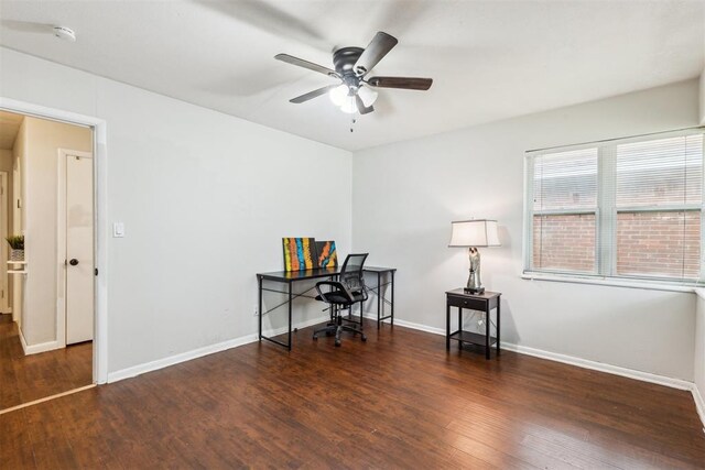 3029 NW 65th St, Oklahoma City, OK 73116 - office area featuring wood finished floors and ceiling fan