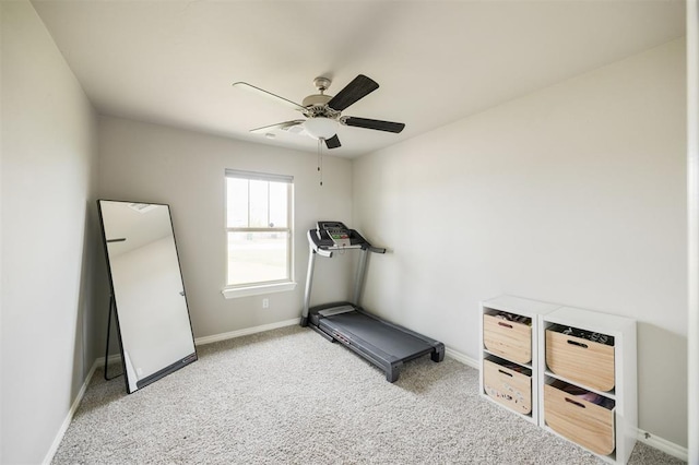 10800 NW 5th St, Yukon, OK 73099 - workout area with carpet flooring and a ceiling fan